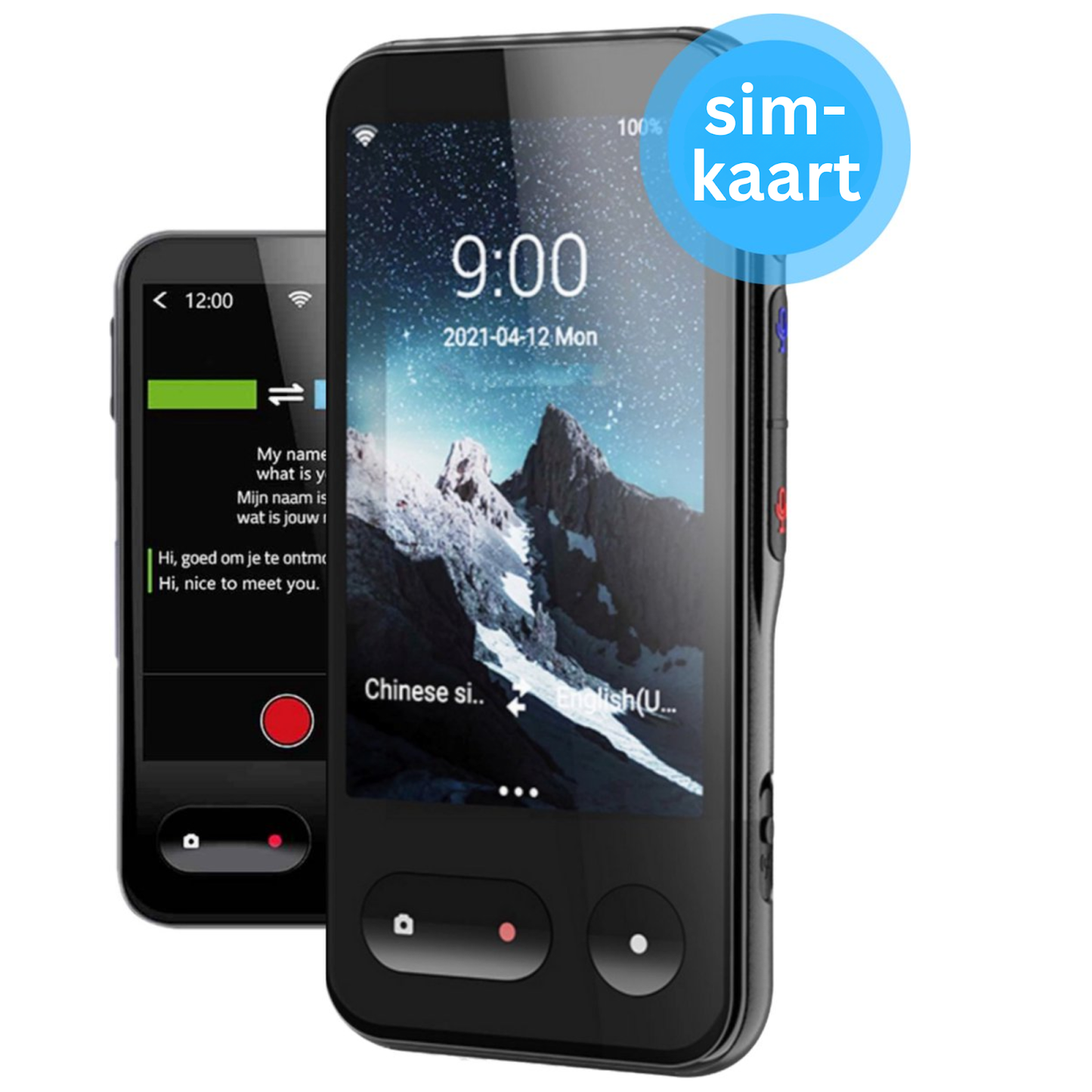 Membeli Vertaalcomputer - met Simkaart - Offline - Muama Enence - Vertaal Apparaat - 4 inch Touchscreen - 135+ Talen - Zwart