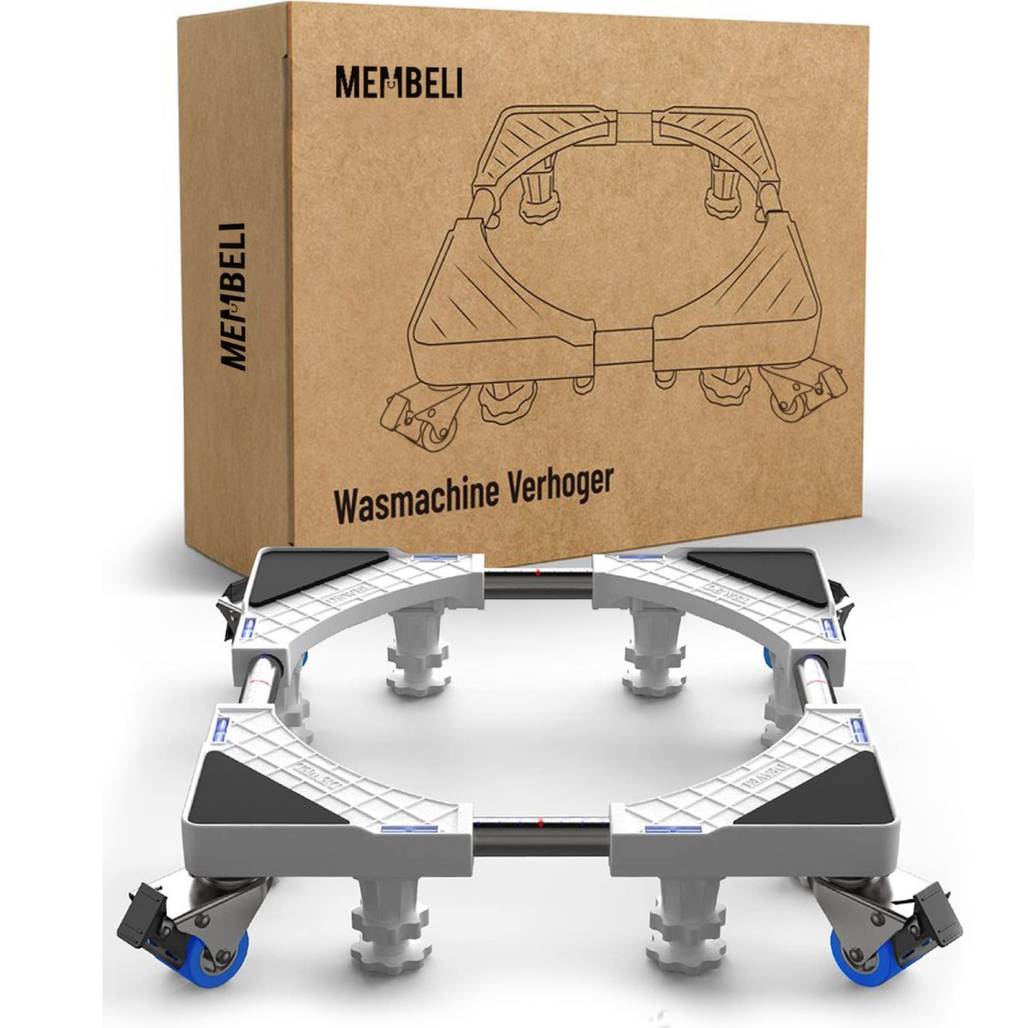 Membeli Wasmachine Verhoger met Wieltjes - Wasmachine Opbouwmeubel - Meubelroller - Sokkel - Ombouw - Universele Verhoging - Anti-Vibratie - 300kg