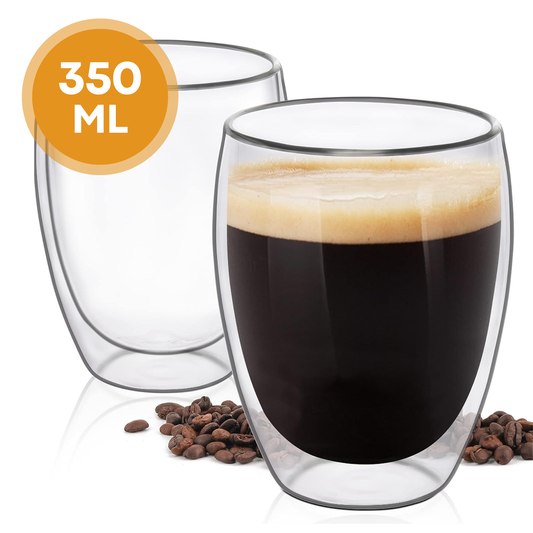 Malmoo Latte Macchiato Gläser - 350mL - 2 Stück - Doppelwandig - Teegläser - Cappuccinogläser