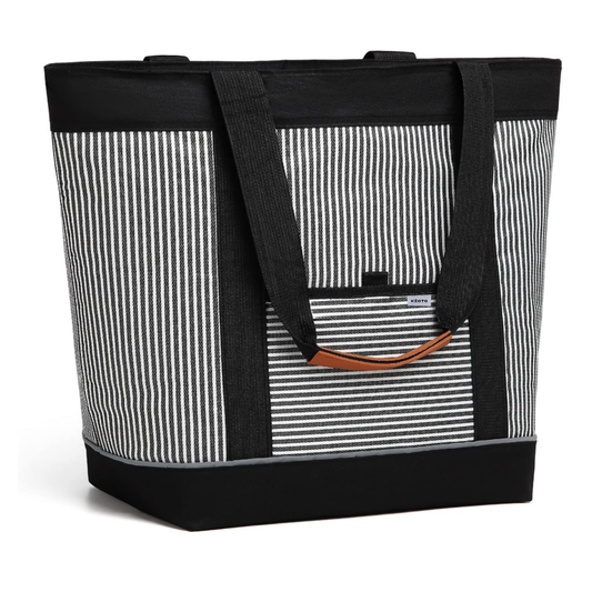 Kyoto Lunch Bag – Isolierte Kühltasche zum Mittagessen – 30 l – für Erwachsene, Damen und Herren – Schwarz gestreift