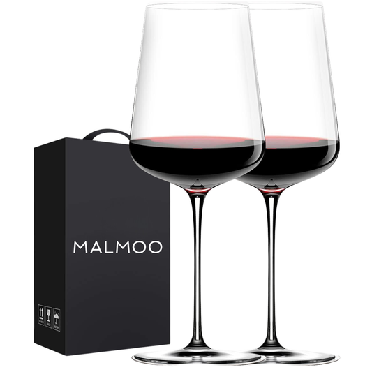 Malmoo Weingläser - Rotwein - 550 ml - 2 Stück - Geschenkverpackung - Kristallglas