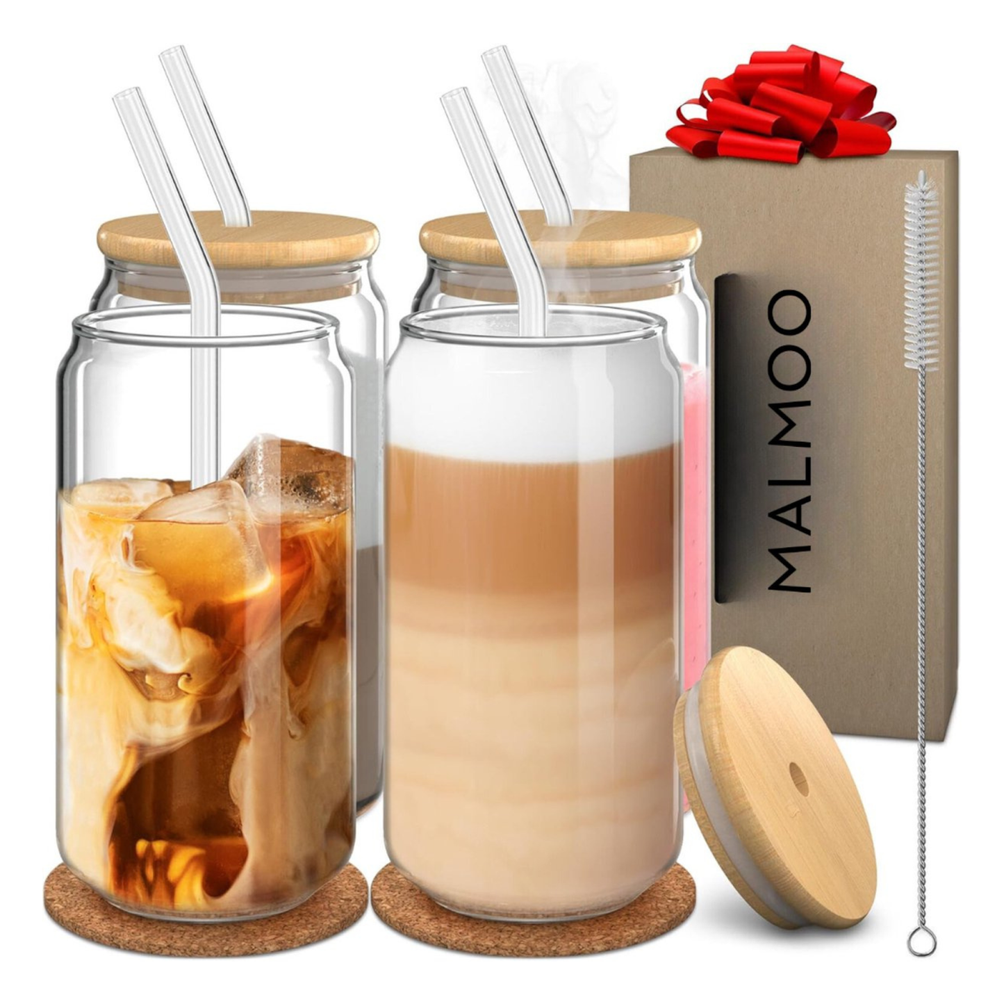 Malmoo Glazen - Set van 4 - Theeglazen - Waterglazen - Drinkglazen - latte macchiato glazen