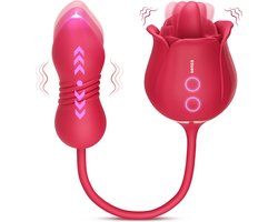 Sensa 3 in 1 Roos Vibrator - Bef simulator - G Spot & Clitoris & Stimulator - Sex Toys voor Vrouwen & Koppels - Seksspeeltjes - Tarzan Dildo - Rood