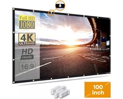 Vizual Projectiescherm - 100 inch (254cm) - 4k UltraHD - 16:9 - Beamer scherm - Opvouwbaar projectiedoek - Uitrekbaar - Anti-kreuk