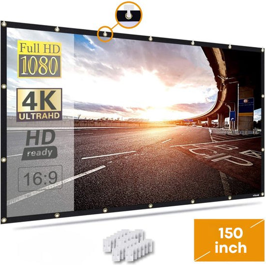 Vizual Projectiescherm - 150 inch (381cm) - 4k UltraHD - 16:9 - Beamer scherm - Opvouwbaar projectiedoek - Uitrekbaar - Anti-kreuk