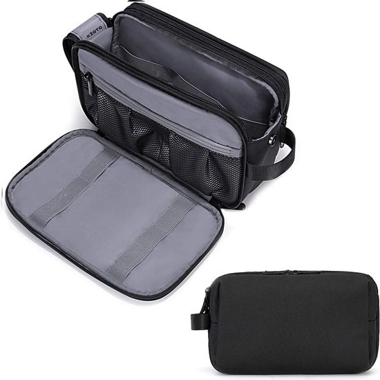 Kioto Toilettas - Dames en Heren - Make Up Tasje - Beautycase Dames - Toiletzak - Travel Organizer Mannen & Vrouwen, Meisje en Kind - Zwart